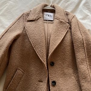Zara brown furry trench coat. Size XS, hardly worn